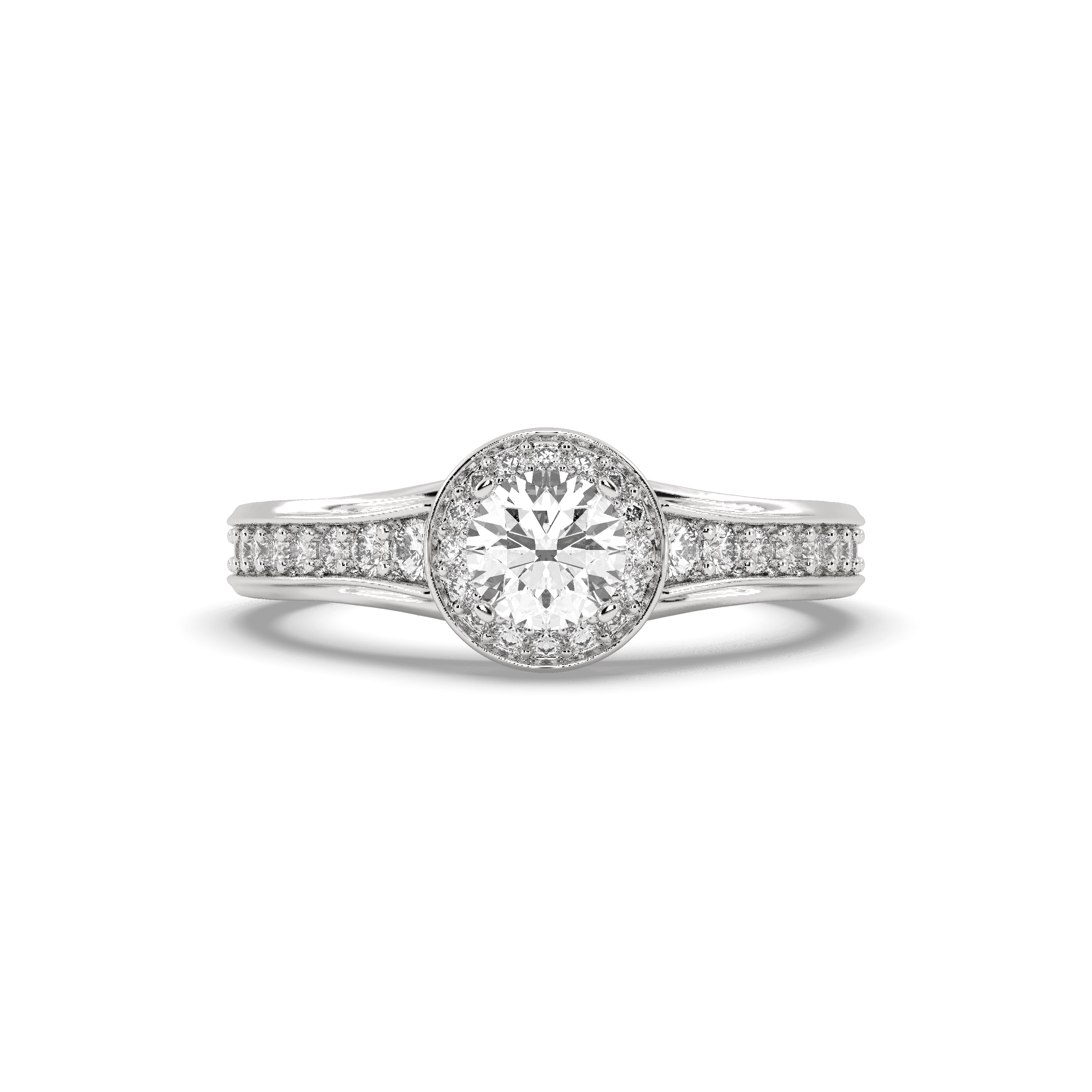 White Gold Studded 1.314 Carat Lab Grown Diamond Ring-F Color VS1 Clarity.